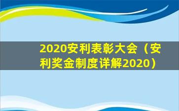 2020安利表彰大会（安利奖金制度详解2020）