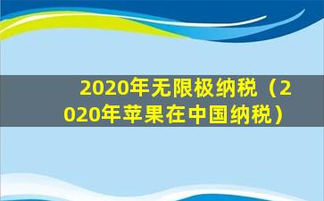 2020年无限极纳税（2020年苹果在中国纳税）