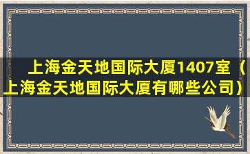 上海金天地国际大厦1407室（上海金天地国际大厦有哪些公司）