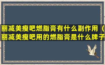 丽减美瘦吧燃脂膏有什么副作用（丽减美瘦吧用的燃脂膏是什么牌子的）