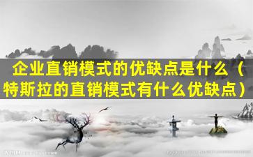 企业直销模式的优缺点是什么（特斯拉的直销模式有什么优缺点）