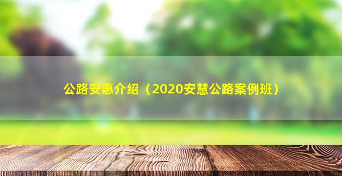 公路安惠介绍（2020安慧公路案例班）