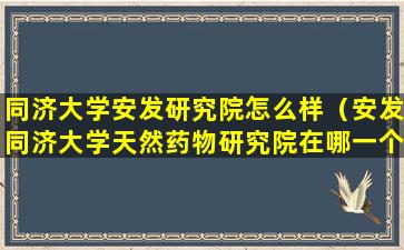 同济大学安发研究院怎么样（安发同济大学天然药物研究院在哪一个校区）