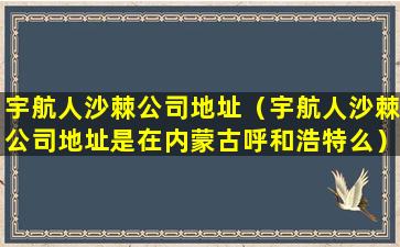 宇航人沙棘公司地址（宇航人沙棘公司地址是在内蒙古呼和浩特么）