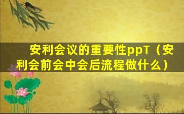 安利会议的重要性ppT（安利会前会中会后流程做什么）