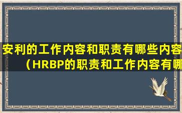 安利的工作内容和职责有哪些内容（HRBP的职责和工作内容有哪些）