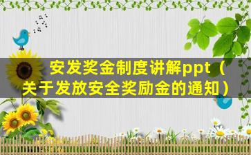 安发奖金制度讲解ppt（关于发放安全奖励金的通知）