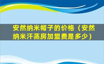 安然纳米帽子的价格（安然纳米汗蒸房加盟费是多少）