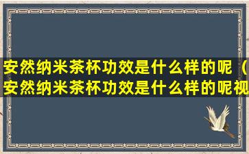 安然纳米茶杯功效是什么样的呢（安然纳米茶杯功效是什么样的呢视频）