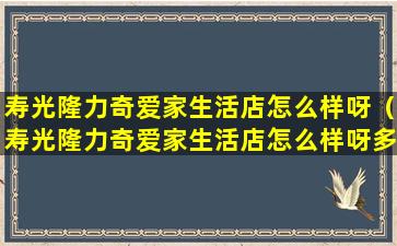 寿光隆力奇爱家生活店怎么样呀（寿光隆力奇爱家生活店怎么样呀多少钱）