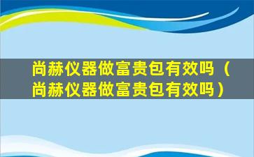 尚赫仪器做富贵包有效吗（尚赫仪器做富贵包有效吗）