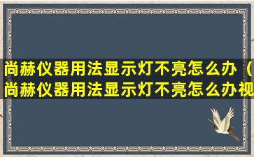 尚赫仪器用法显示灯不亮怎么办（尚赫仪器用法显示灯不亮怎么办视频）