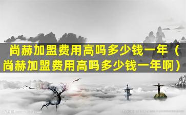 尚赫加盟费用高吗多少钱一年（尚赫加盟费用高吗多少钱一年啊）