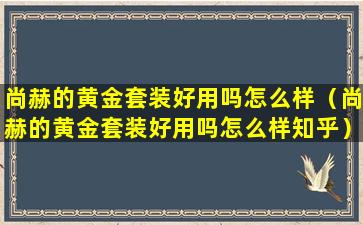 尚赫的黄金套装好用吗怎么样（尚赫的黄金套装好用吗怎么样知乎）