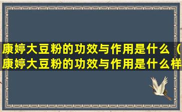 康婷大豆粉的功效与作用是什么（康婷大豆粉的功效与作用是什么样的）