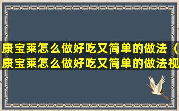 康宝莱怎么做好吃又简单的做法（康宝莱怎么做好吃又简单的做法视频）