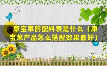 康宝莱的配料表是什么（康宝莱产品怎么搭配效果最好）