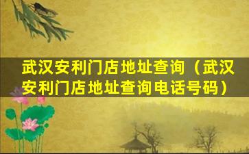 武汉安利门店地址查询（武汉安利门店地址查询电话号码）