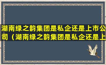 湖南绿之韵集团是私企还是上市公司（湖南绿之韵集团是私企还是上市公司啊）