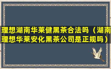 理想湖南华莱健黑茶合法吗（湖南理想华莱安化黑茶公司是正规吗）