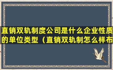 直销双轨制度公司是什么企业性质的单位类型（直销双轨制怎么样布局合理）