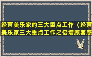 经营美乐家的三大重点工作（经营美乐家三大重点工作之倍增顾客感悟）