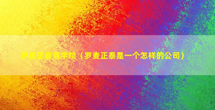 罗麦正泰商学院（罗麦正泰是一个怎样的公司）