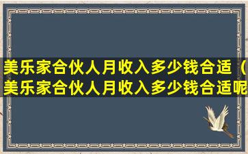 美乐家合伙人月收入多少钱合适（美乐家合伙人月收入多少钱合适呢）