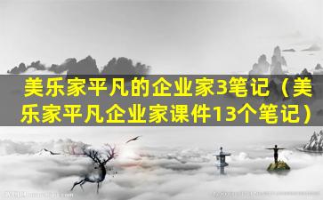 美乐家平凡的企业家3笔记（美乐家平凡企业家课件13个笔记）