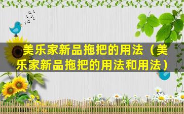 美乐家新品拖把的用法（美乐家新品拖把的用法和用法）