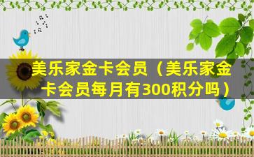 美乐家金卡会员（美乐家金卡会员每月有300积分吗）