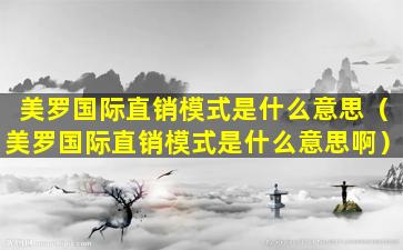 美罗国际直销模式是什么意思（美罗国际直销模式是什么意思啊）