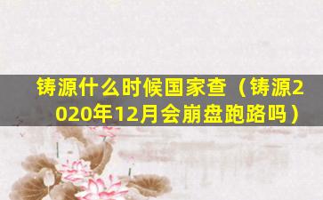 铸源什么时候国家查（铸源2020年12月会崩盘跑路吗）